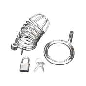 Stainless-steel accessories restraints cock-cage chastity-cage male-chastity cock-ring cockring ring-sizes adjustable interlocking locking lockable sleek shiny bondage bdsm bdsm-toys bdsm-gear kink kinky kinky-toys kinky-play sub submissive denial adult-toys male masculine masc mens menswear guys dudes silver