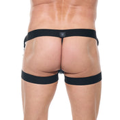 desert kink men's boxer leather elastic hip straps thigh straps contoured pouch sexy fetish men's underwear bold kinky lingerie fetish factory