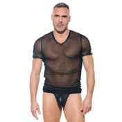 desert kink men's t shirt mesh see-through sheer half sleeve round neck sexy men's clubwear bold lingerie fetish fashion fetish factory

