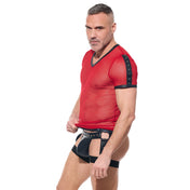 desert kink men's t shirt mesh see-through sheer half sleeve round neck sexy men's clubwear bold lingerie fetish fashion fetish factory

