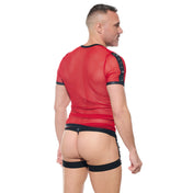 desert kink men's t shirt mesh see-through sheer half sleeve round neck sexy men's clubwear bold lingerie fetish fashion fetish factory

