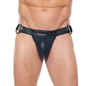 desert kink men's thong wetlook studded front hoop sides sexy male underwear leather pu fetish thong for men fetish factory bold kinky lingerie