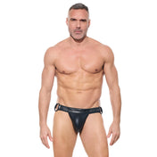 desert kink men's thong wetlook studded front hoop sides sexy male underwear leather pu fetish thong for men fetish factory bold kinky lingerie
