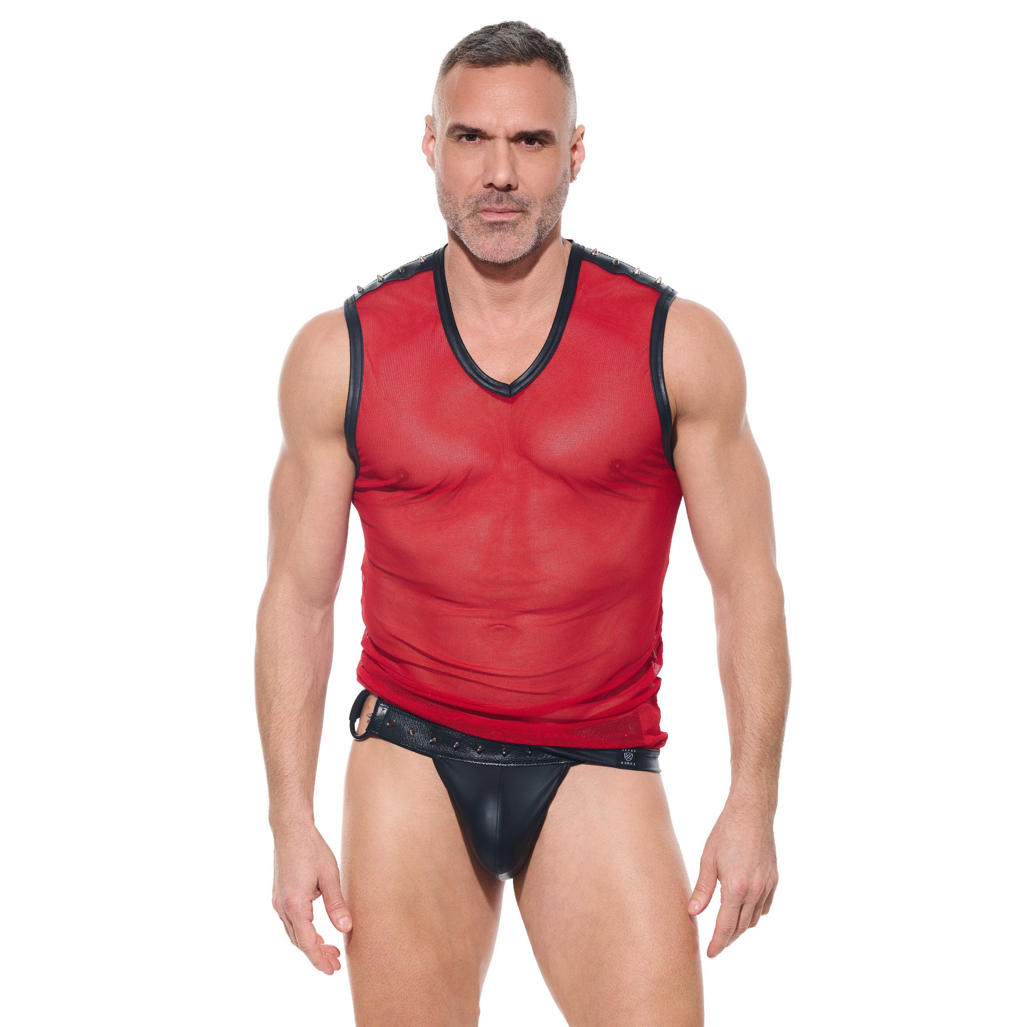 desert kink muscle shirt men's sheer mesh sleeveless round neck see-through clubwear fetish top kinkwear sexy lingerie fetish factory