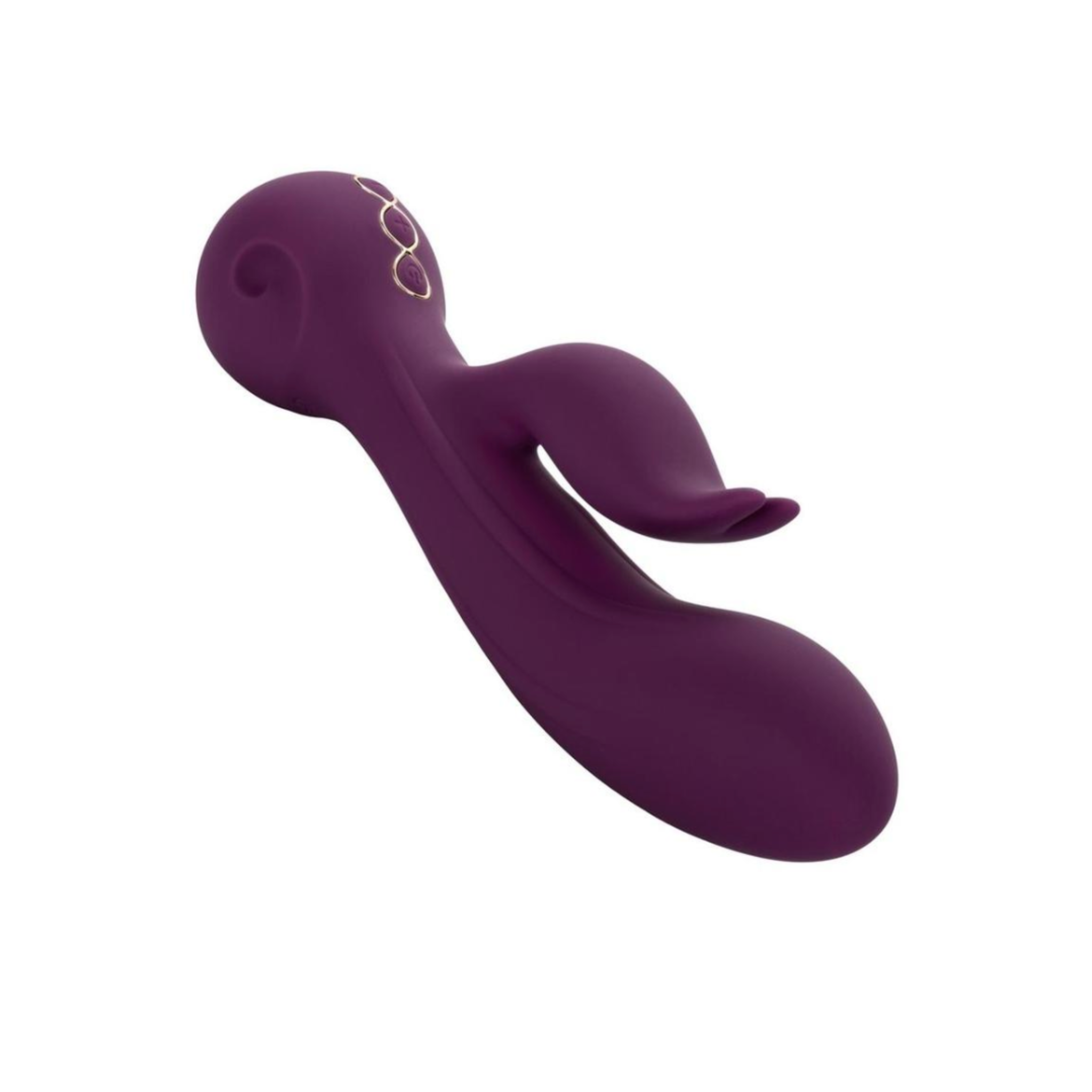 Purple rabbit vibrator with ridged shaft, dual motors, and waterproof design.