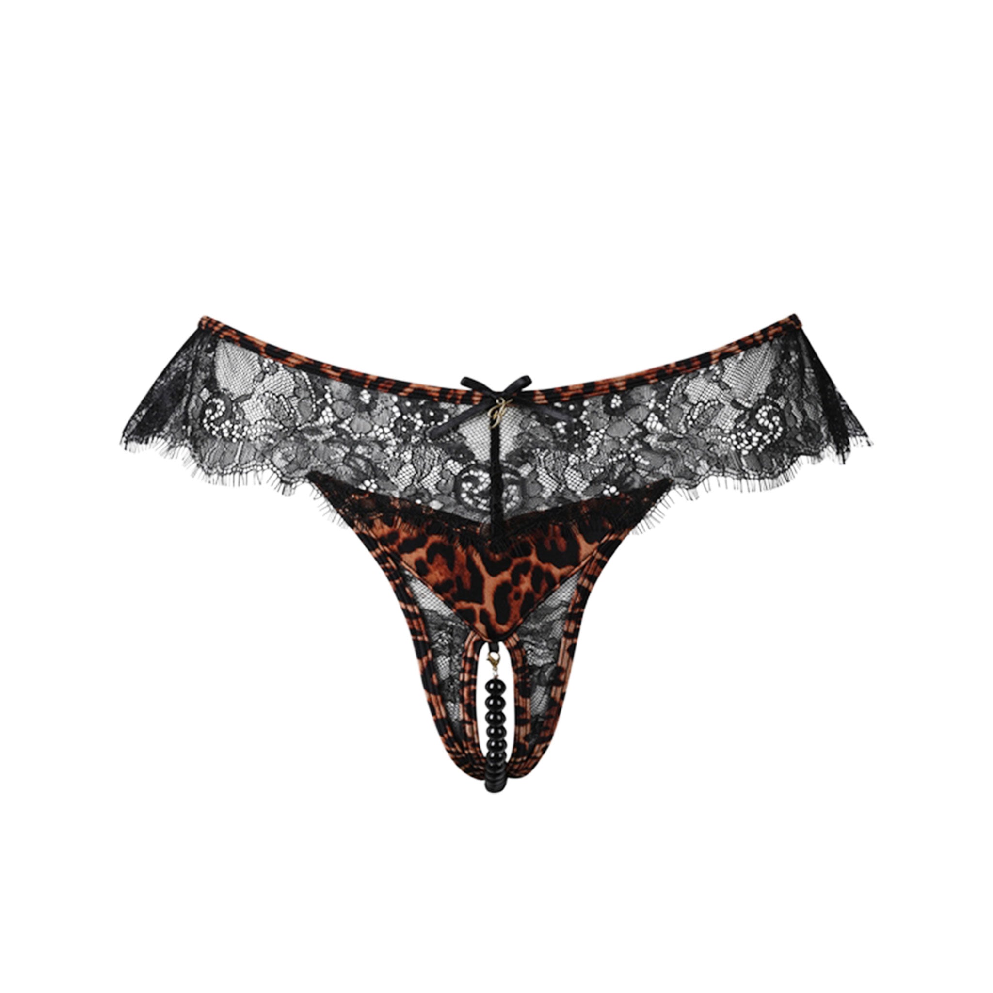 Spandex nylon polyester satin eyelash-lace mesh sheer see-through chiffon apparel intimates bottoms panty panties thong lace-trim pearl-string detachable stretchy comfortable sexy flexible fashion alt-fashion alternative bedroom kink kinky kinkwear pet-plat cat kitty kitten feline animal leopard costume cosplay halloween female femme feminine womens leopard-print 