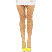 Spandex nylon fishnet fish-net diamond-net wide-net accessories intimates hosiery pantyhose panty-hose lingerie perfect-fit form-flattering classic extraordinary versatile stylish gorgeous striking sexy fashion alt-fashion rave ravewear festivalwear festival neon-hex casual costume cosplay halloween female femme feminine womens yellow neon-yellow