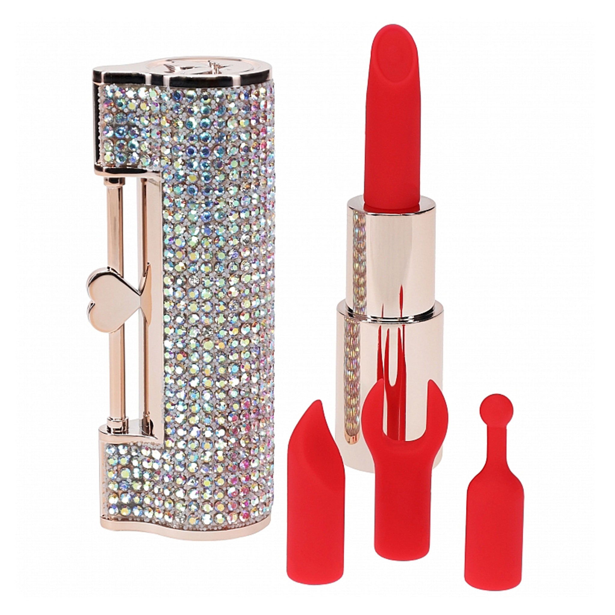 Silicone ABS-plastic chain mini vibrator vibrating vibration vibe lipstick-case rhinestones aurora-borealis ab-rhinestones diamond lipstick-vibe lipstick lipstick-shaped discreet disguised jewel-case silicone-head interchangeable wrench ballpoint ball-point chisel curved-chisel chain-tassel usb-rechargeable travel-sized multi-speed luxury powerful discreet adult-toys valentines gifts clear pink chrome red iridescent rainbow