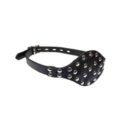 Leather faux-leather vegan-leather studded-leather silicone accessories gag mouth-gag dildo-gag chode locking lockable studded-partition oral-sex adjustable realistic bondage bdsm restraint kink kinky kinky-play adult-toys black
