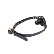 Leather faux-leather vegan-leather studded-leather silicone accessories gag mouth-gag dildo-gag chode locking lockable studded-partition oral-sex adjustable realistic bondage bdsm restraint kink kinky kinky-play adult-toys black