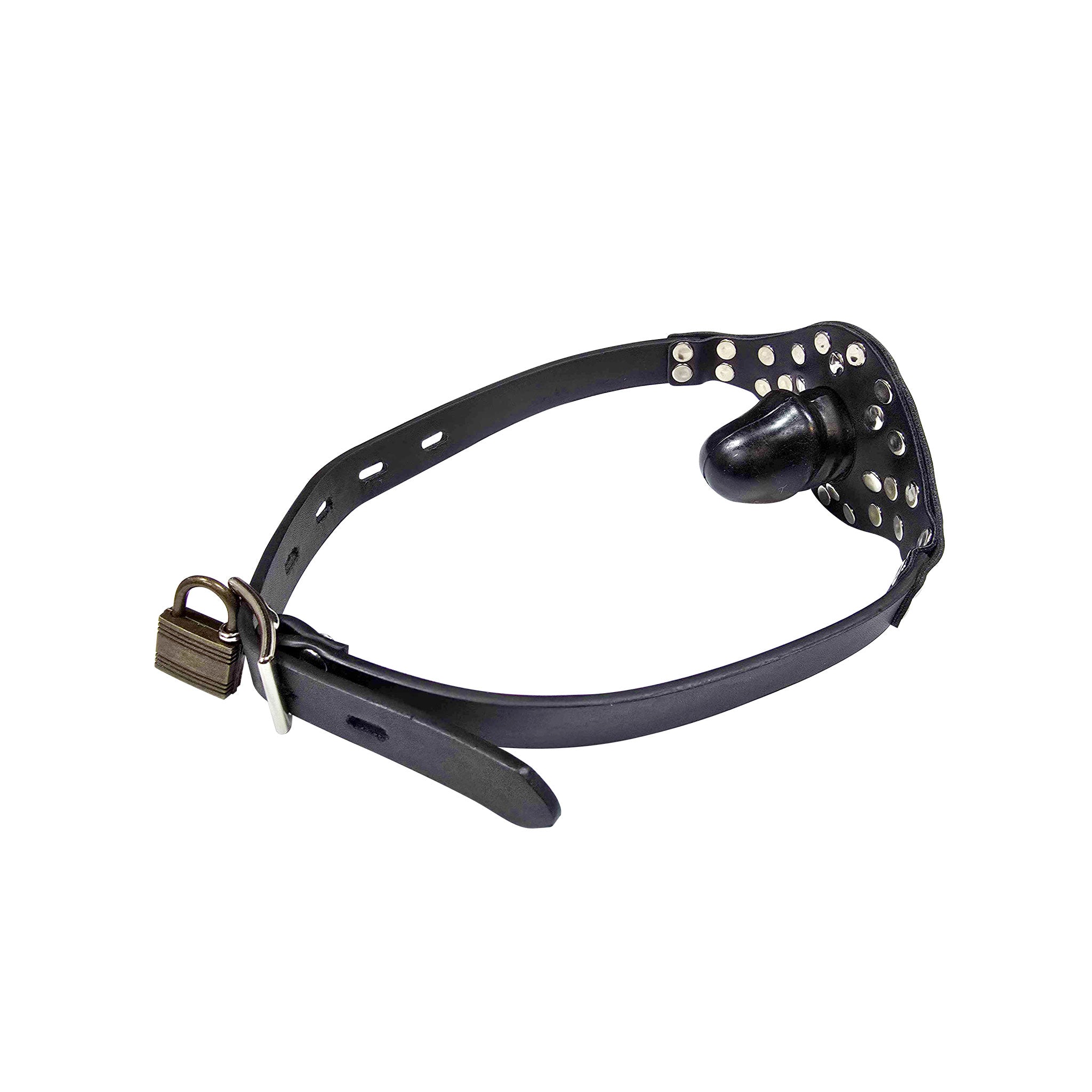 Leather faux-leather vegan-leather studded-leather silicone accessories gag mouth-gag dildo-gag chode locking lockable studded-partition oral-sex adjustable realistic bondage bdsm restraint kink kinky kinky-play adult-toys black