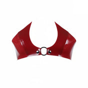 Latex rubber apparel intimates lingerie latex-lingerie bra strapless-bra bra-top curved-cups pointed-cups double-front front-fastening O-ring structured fetish fashion alt-fashion punk goth gothic cyber kink kinky kinkwear costume cosplay halloween vampire succubus female femme feminine womens blood blood-red