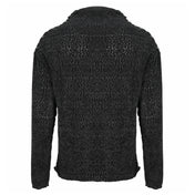 Polyester polyester-knit apparel top shirt longsleeve long-sleeve sleeves sleeved sweater stitched lacing distressed ragged ripped oversized-neckline velvety woolen metal-eyelets irregular asymmetrical-hem warm comfortable versatile edgy soft thick stretchy relaxed unique fashion fashion-forward alt-fashion alternate punk goth gothic steampunk steam-punk modern layered costume cosplay halloween male masculine masc mens guys dudes black