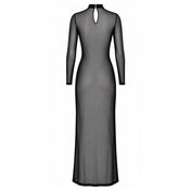Tulle mesh sheer see-thru transparent velvet grommets apparel dresses maxi-dress long-dress ankle-length tunic-dress long-sleeve sleeves sleeved neckholder high-collar back-closure hook-and-eye lace-up nylon-cording adjustable silhouette sexy flowing naughty stretchy dimension drama fetish fashion alt-fashion alternative goth gothic bedroom dungeon festival clubwear clubbing bondage bdsm bdsm-fashion kink kinky kinkwear costume cosplay halloween noir-collection female femme feminine womens black