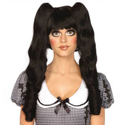 Polypropylene olefin synthetic-fibers accessories headgear head-gear wig synthetic-wig bob-wig pigtail-clips sausage-pigtails sausage-curls curly-pigtails hair-clips hidden-clips wig-cap adjustable fun playful fashion alt-fashion alternative festival party masquerade goth gothic kink kinky kinkwear roleplay role-play ageplay ddlg costume cosplay halloween halloween-accessories loli lolita female femme feminine womens black