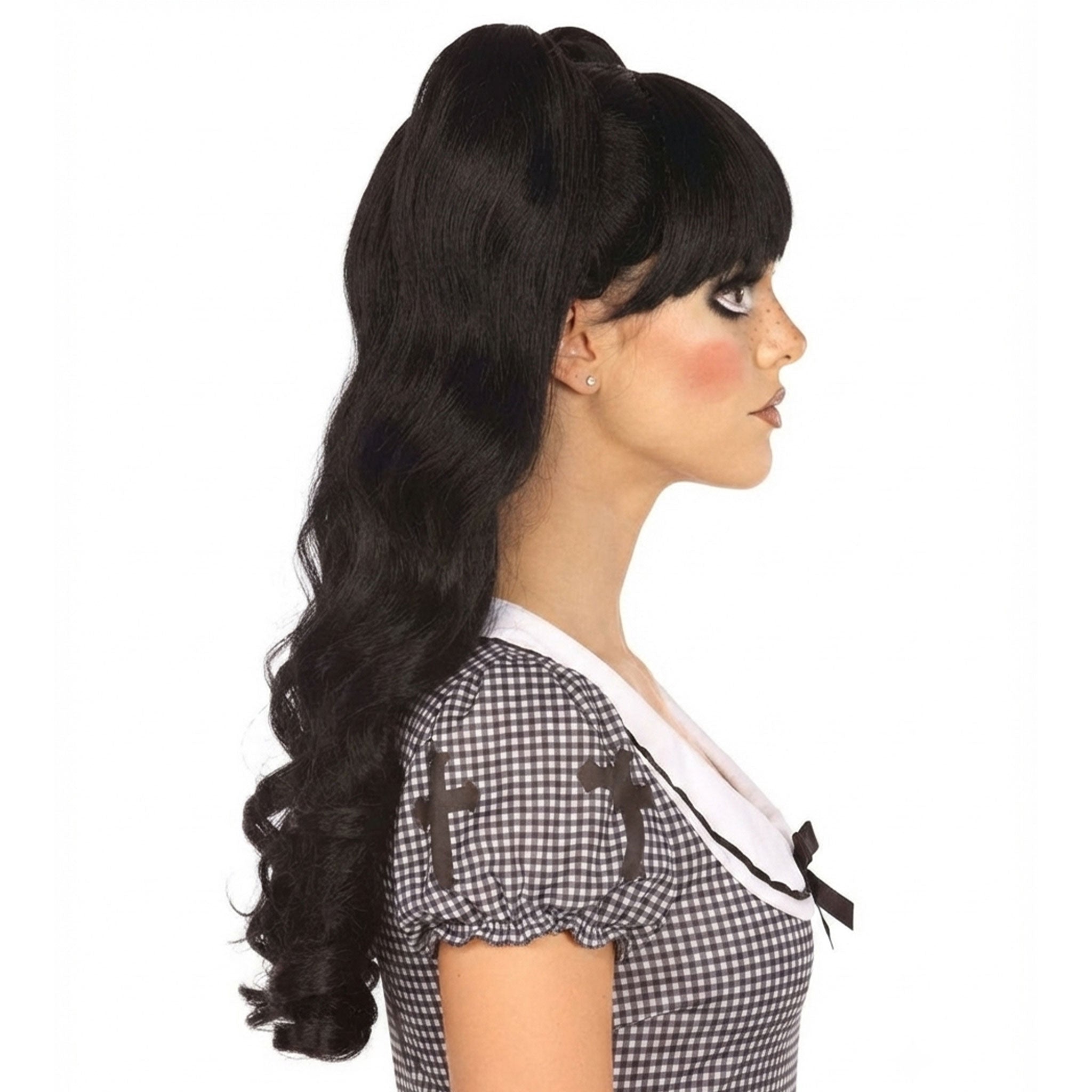Polypropylene olefin synthetic-fibers accessories headgear head-gear wig synthetic-wig bob-wig pigtail-clips sausage-pigtails sausage-curls curly-pigtails hair-clips hidden-clips wig-cap adjustable fun playful fashion alt-fashion alternative festival party masquerade goth gothic kink kinky kinkwear roleplay role-play ageplay ddlg costume cosplay halloween halloween-accessories loli lolita female femme feminine womens black