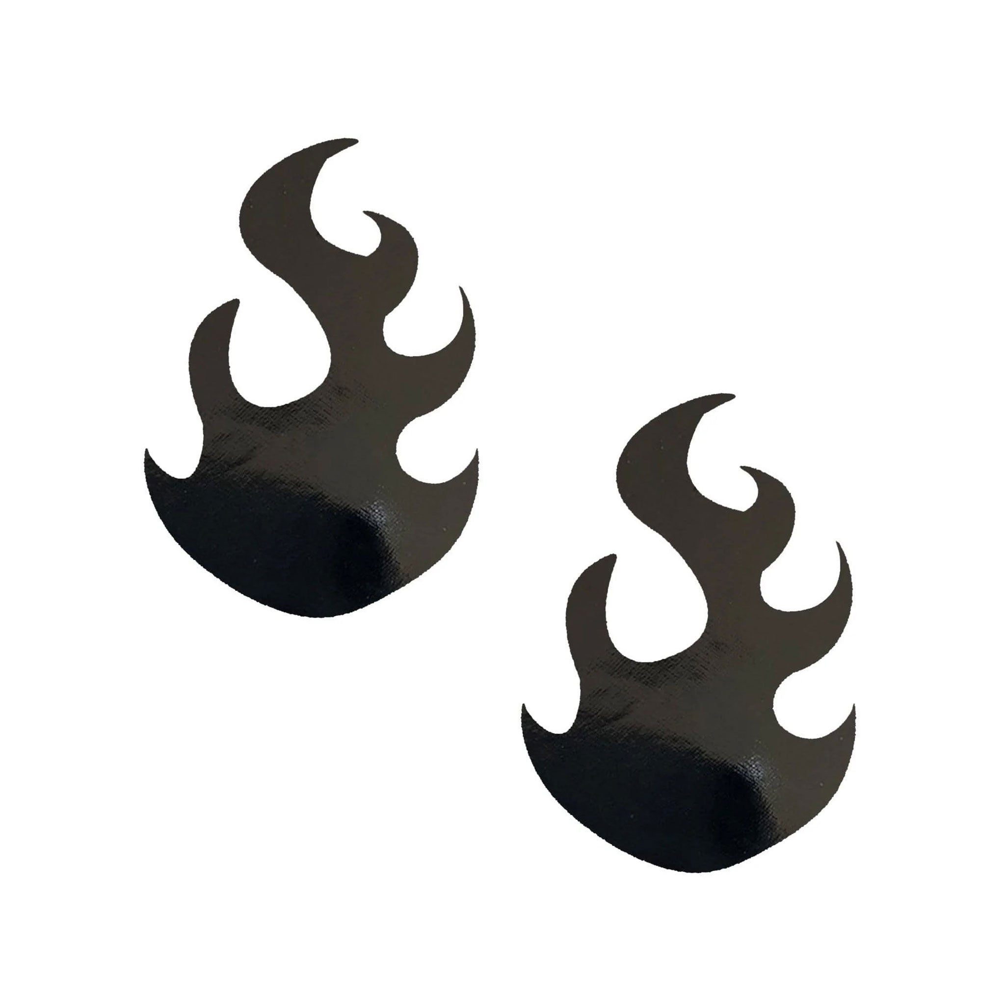 Vinyl PVC wetlook wet-look adhesive medical-grade waterproof self-adhering accessories intimates pasties nipple nipple-pasties nipple-shield nipple-cover breast-cover breast-shield glossy shiny fire flames burning fiery diecut die-cut fierce costume cosplay halloween rave ravewear festival clubwear bdsm domination domme unisex black