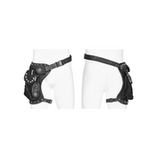 doomsday punk bag thigh bag outer thigh utility pockets rivets studs post-apocalyptic goth accessory black nylon polyamide twill adjustable straps punk fashion survival style edgy streetwear bag