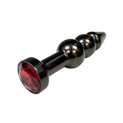 Stainless-steel acrylic-gem accessories plug probe anal butt butt-stuff anal-plug butt-plug buttplug anal-play nonvibe non-vibe nonvibrating non-vibrating double-bubble dual-bulb gemstone-base progressive unique gleaming smooth durable temperature-responsive temp-play unisex adult-toys black red
