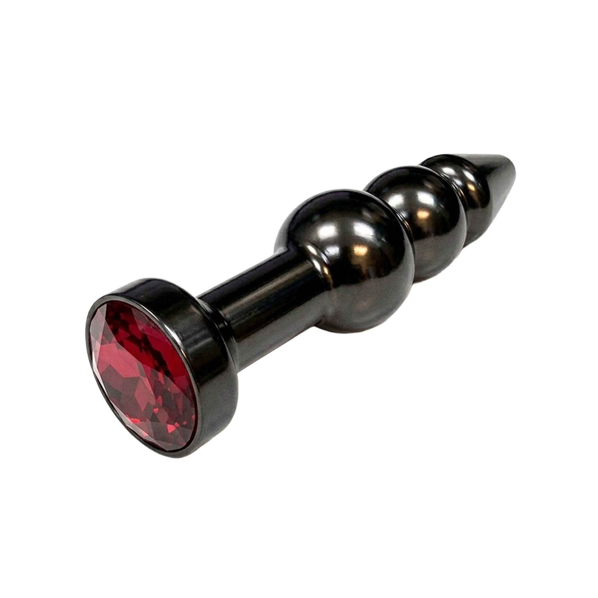 Stainless-steel acrylic-gem accessories plug probe anal butt butt-stuff anal-plug butt-plug buttplug anal-play nonvibe non-vibe nonvibrating non-vibrating double-bubble dual-bulb gemstone-base progressive unique gleaming smooth durable temperature-responsive temp-play unisex adult-toys black red