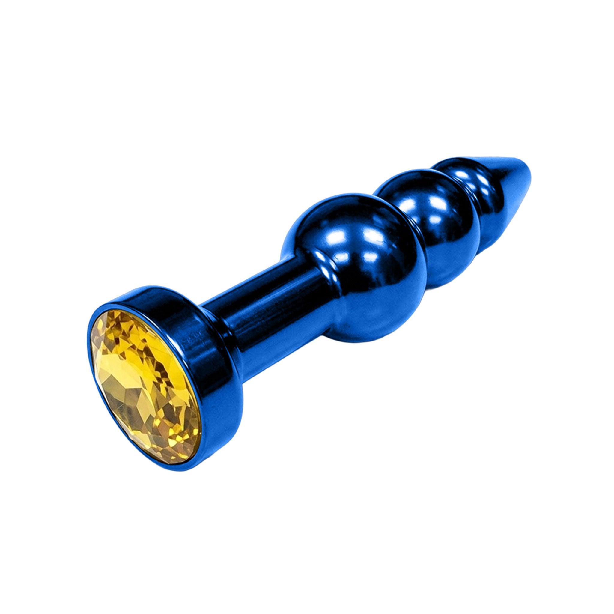Stainless-steel acrylic-gem accessories plug probe anal butt butt-stuff anal-plug butt-plug buttplug anal-play nonvibe non-vibe nonvibrating non-vibrating double-bubble dual-bulb gemstone-base progressive unique gleaming smooth durable temperature-responsive temp-play unisex adult-toys blue yellow