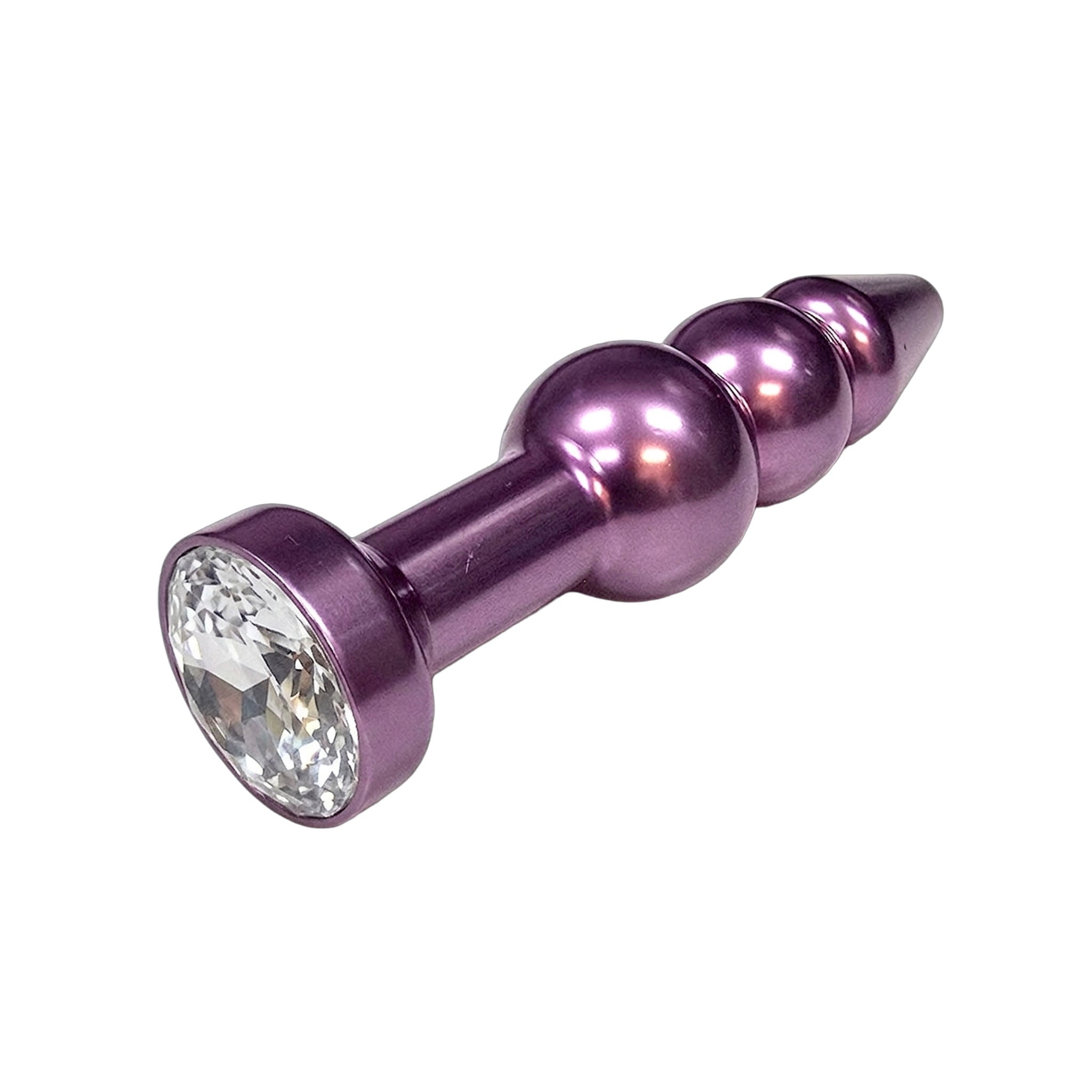 Stainless-steel acrylic-gem accessories plug probe anal butt butt-stuff anal-plug butt-plug buttplug anal-play nonvibe non-vibe nonvibrating non-vibrating double-bubble dual-bulb gemstone-base progressive unique gleaming smooth durable temperature-responsive temp-play unisex adult-toys purple clear