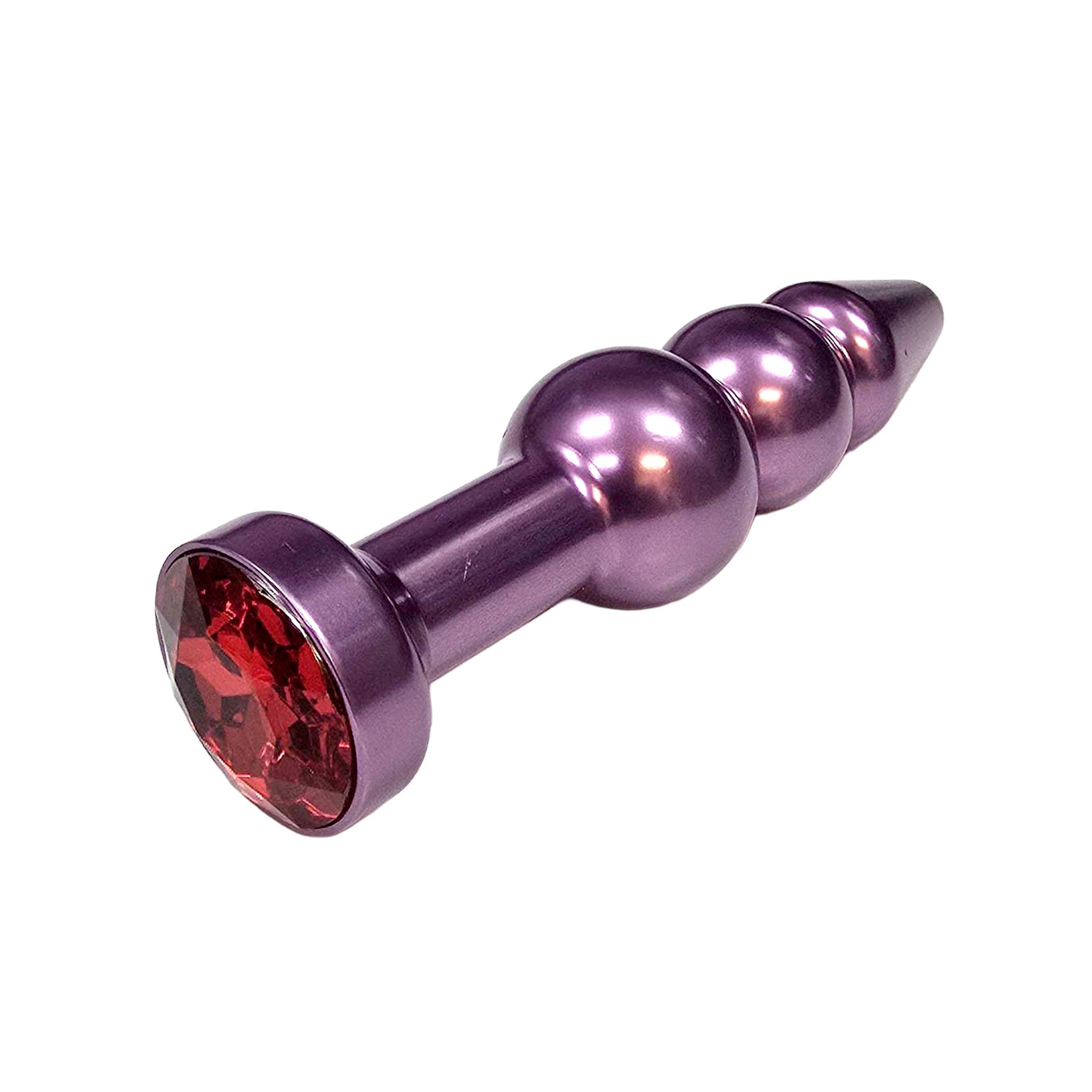 Stainless-steel acrylic-gem accessories plug probe anal butt butt-stuff anal-plug butt-plug buttplug anal-play nonvibe non-vibe nonvibrating non-vibrating double-bubble dual-bulb gemstone-base progressive unique gleaming smooth durable temperature-responsive temp-play unisex adult-toys purple red