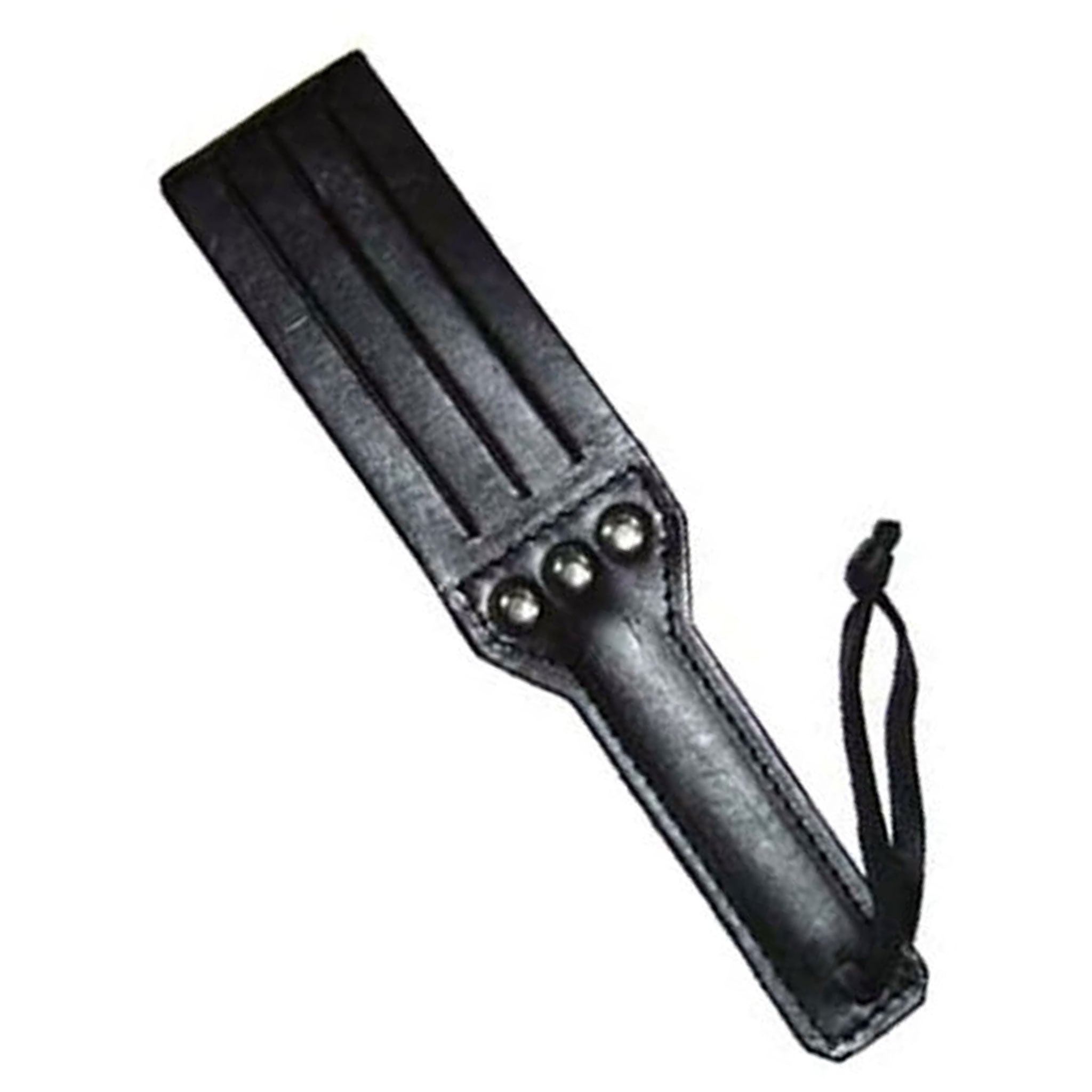 Leather faux-leather latigo-leather accessories paddle bedroom-weapons double-layer four-finger steel-spring shiny matte-glossy precise compact targeted flexible firm lightweight fetish fashion alt-fashion alternative bedroom dungeon bondage bdsm bdsm-gear bdsm-toys kink kinky kinky-play sensory sensory-play impact impact-toys impact-play stocking-stuffers adult-toys unisex black