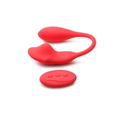 Red panty vibe, remote control, dual stimulation, premium silicone, discreet wear, 3 speeds, 7 patterns, G-spot pleasure.