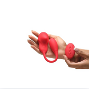 Red panty vibe, remote control, dual stimulation, premium silicone, discreet wear, 3 speeds, 7 patterns, G-spot pleasure.