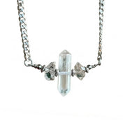 Quartz crystal-quartz herkimer-diamond stainless-steel cuban-link chain accessories jewelry natural-jewelry necklace choker double-point gems healing-gems energy-stones crystal-lovers protection shiny sparkly nickel-free hypoallergenic fashion alt-fashion alternative bohemian boho boho-chic hippie clubbing festivalwear date-night party prom fairy fantasy punk edgy trendy stylish costume cosplay halloween gift unisex clear silver