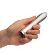 Anodized-aluminum aluminum silicone accessories vibe vibrator vibrating vibration bullet clit clitoris clitoral stim stimulator stimulating stimulation sculpted-tip storage-case pocket-sized travel-friendly discreet compact whisper-quiet ergonomic multifunction precise simple magnetic-usb usb-rechargeable waterproof female femme feminine womens silver