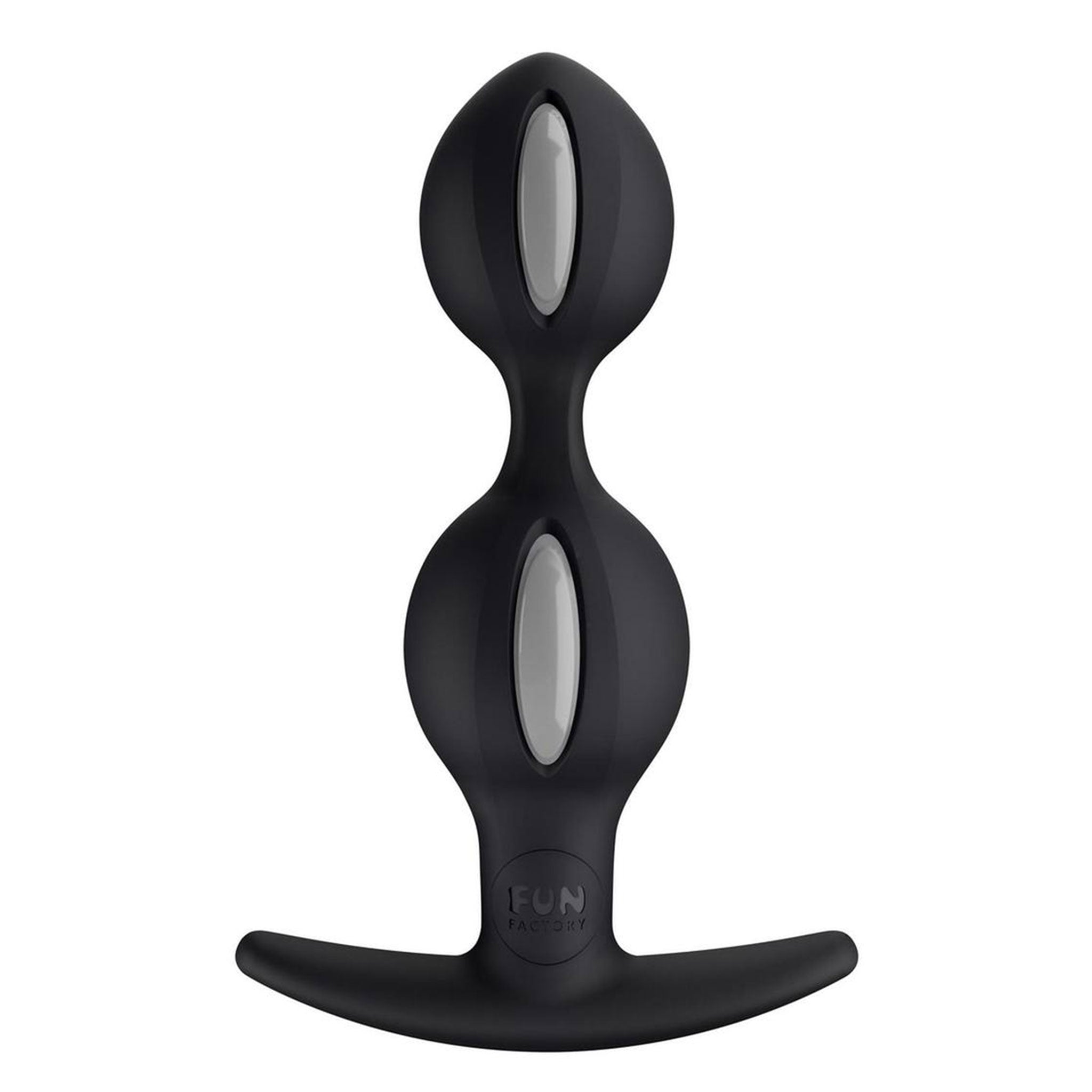 Silicone non-porous plug butt buttplug anal weighted inner balls duo rocker base bouncing rolling motion bump roll anal-play non-vibe non-vibrating waterproof adult-toys black