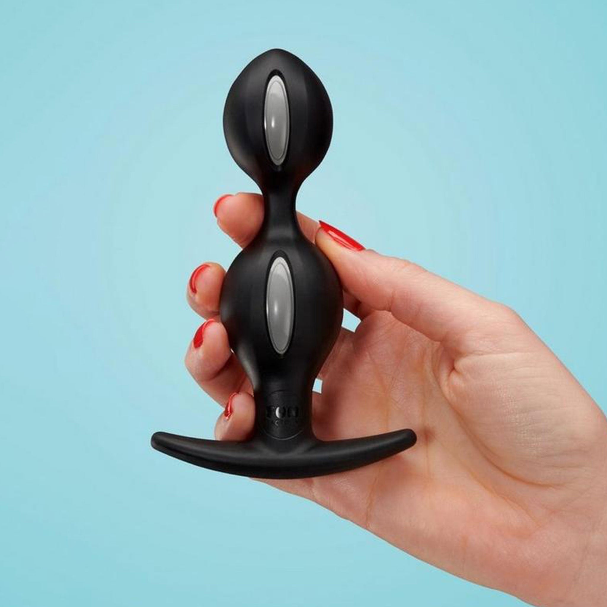 Silicone non-porous plug butt buttplug anal weighted inner balls duo rocker base bouncing rolling motion bump roll anal-play non-vibe non-vibrating waterproof adult-toys black