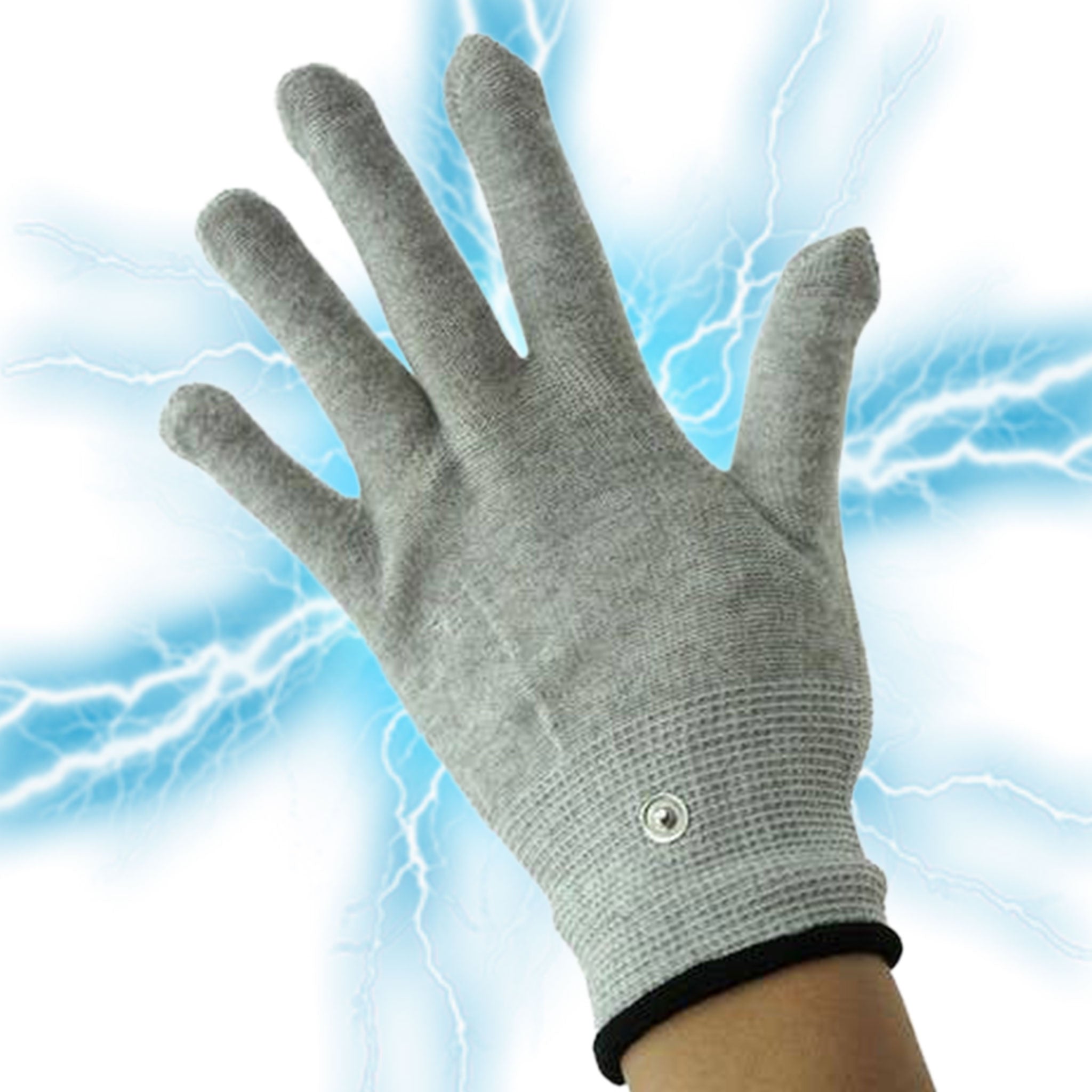 Nylon spandex knit-fabric latex rubber elastic accessories electrical electro stim stimulating stimulation gloves TENS liner-gloves post-nub grounding-electrodes grounding-wires 2mm-male male-plug 2mm-plug powerbox-compatible shocking breathable erotic conductive stretchy fetish fashion alt-fashion alternative cyber cyberpunk futuristic bondage bdsm bdsm-toys bdsm-play kink kinky kinky-play kinkwear medical-play medical-toys medical-themed electro-play adult-toys unisex gray