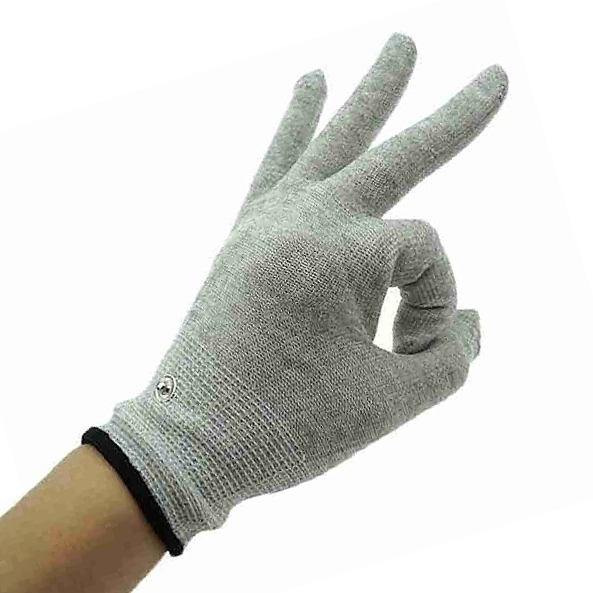 Nylon spandex knit-fabric latex rubber elastic accessories electrical electro stim stimulating stimulation gloves TENS liner-gloves post-nub grounding-electrodes grounding-wires 2mm-male male-plug 2mm-plug powerbox-compatible shocking breathable erotic conductive stretchy fetish fashion alt-fashion alternative cyber cyberpunk futuristic bondage bdsm bdsm-toys bdsm-play kink kinky kinky-play kinkwear medical-play medical-toys medical-themed electro-play adult-toys unisex gray