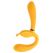 Triple Shaft Strapless Strap-on Detachable Wearable Couple Vibrator- Yellow