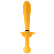 Triple Shaft Strapless Strap-on Detachable Wearable Couple Vibrator- Yellow