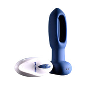 Flapping Open Shaft Vibrating Anal Plug with Remote- Blue