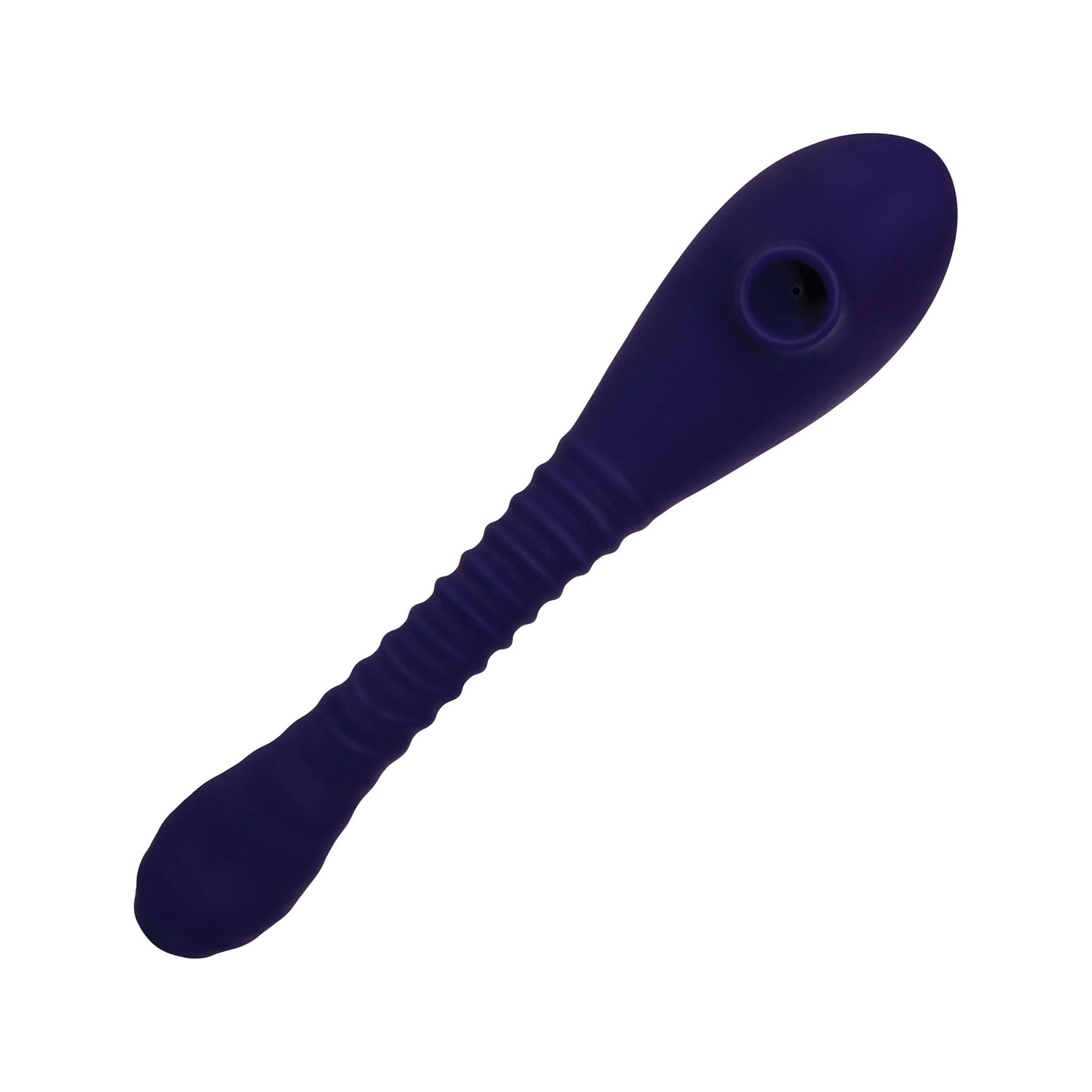 Bendable Sucker Dual End Ribbed Vibrator- Purple