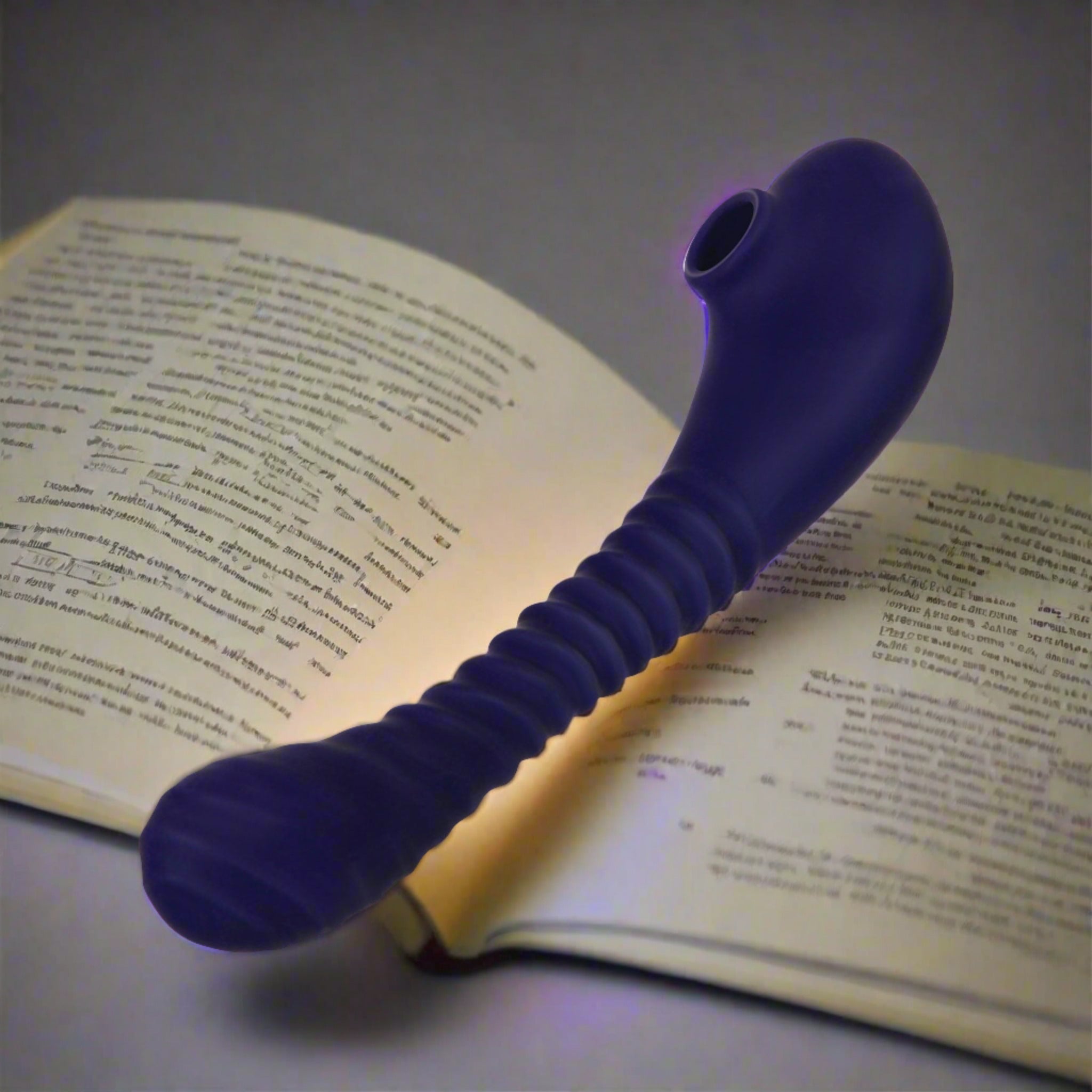 Bendable Sucker Dual End Ribbed Vibrator- Purple