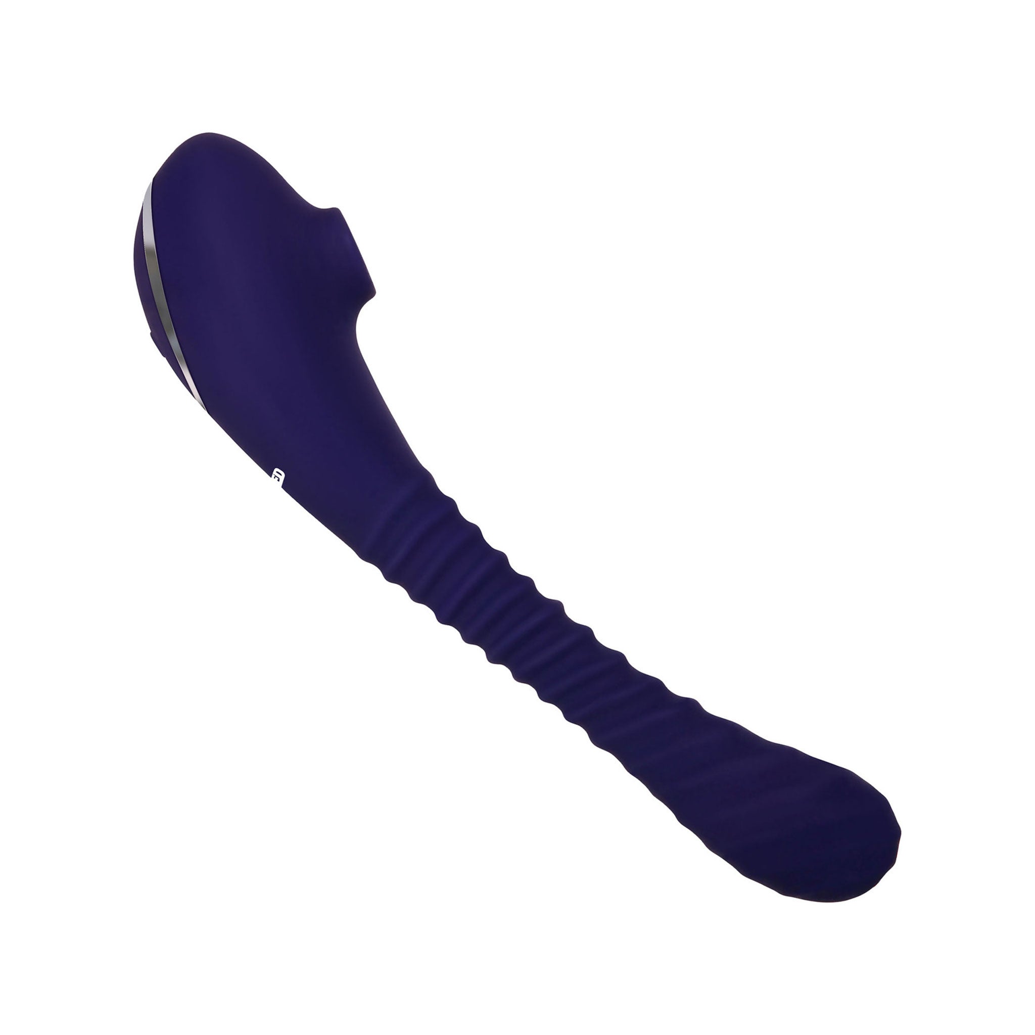 Bendable Sucker Dual End Ribbed Vibrator- Purple