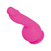 Ball Base Dual Motor Ballistic Vibrator in pink; features dual motors, realistic shaft, 10 speeds, suction cup base; dimensions: 7.75 inches total length (4.5 inches insertable) x 1.5 inches wide (1.4 inches insertable); ball width 2.9 inches; includes remote control with approx. 15 to 20 feet range.