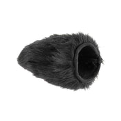 Black spiked faux fur sensory mitt with a dual-sided design, offering a soft faux fur side and a prickly spiked side; ideal for playful couples exploring sensory touch. One size fits all.