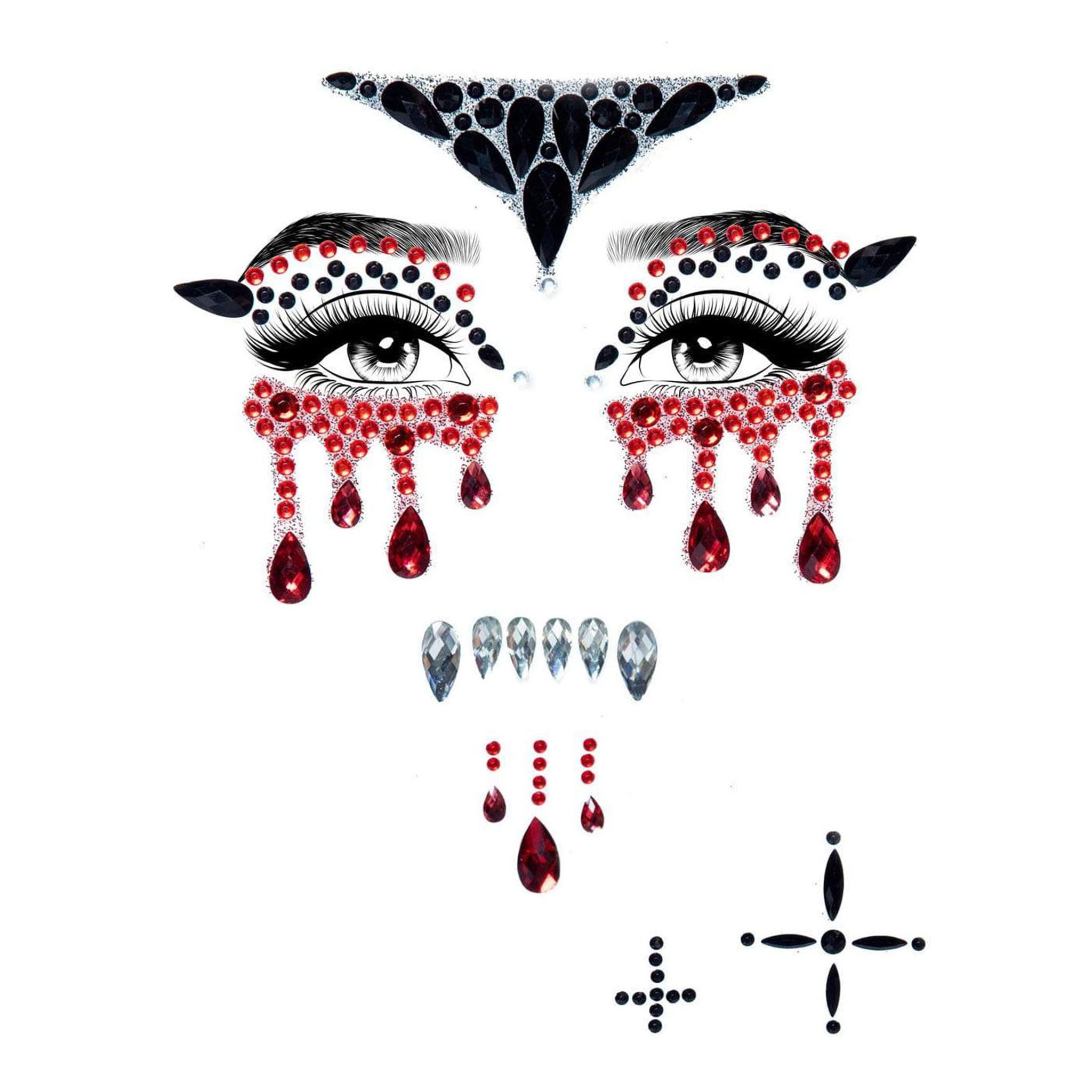 Adhesive body face jewelry jewels stickers Bloody vampire red black halloween