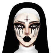 Adhesive body face jewelry jewels rhinestone stickers tears inverted cross possesses black red halloween nun