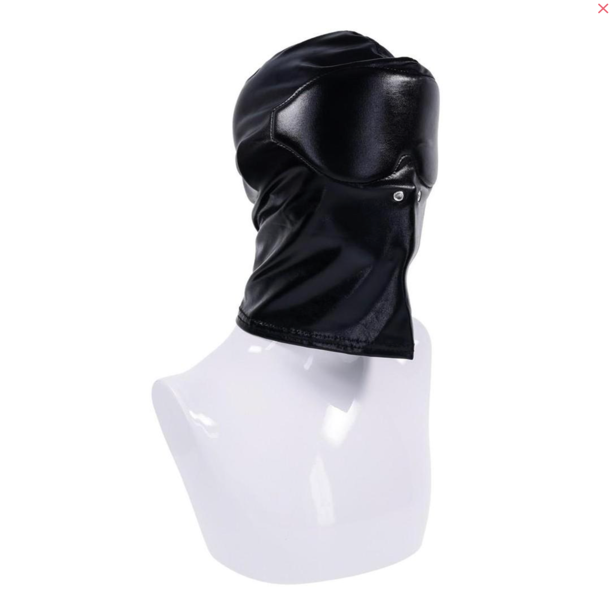 edge blackout hood black full coverage hood sensory deprivation mask stretch fabric padded eyes metal grommet vents breathable comfortable fit adult accessory dark aesthetic