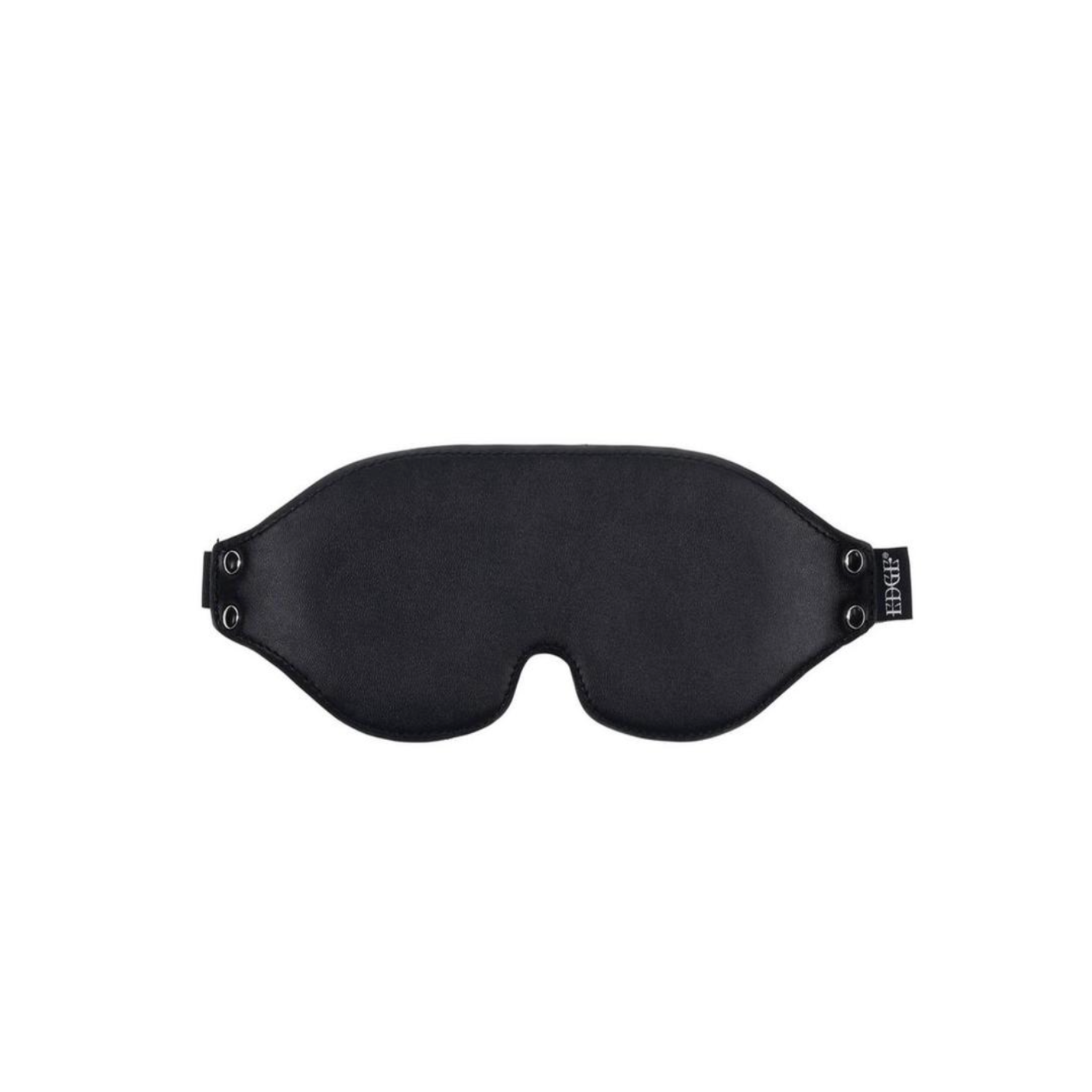 edge lights out blindfold black faux leather blindfold memory foam padded blackout mask sensory play accessory comfortable fit adult accessory dark aesthetic