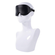 edge lights out blindfold black faux leather blindfold memory foam padded blackout mask sensory play accessory comfortable fit adult accessory dark aesthetic