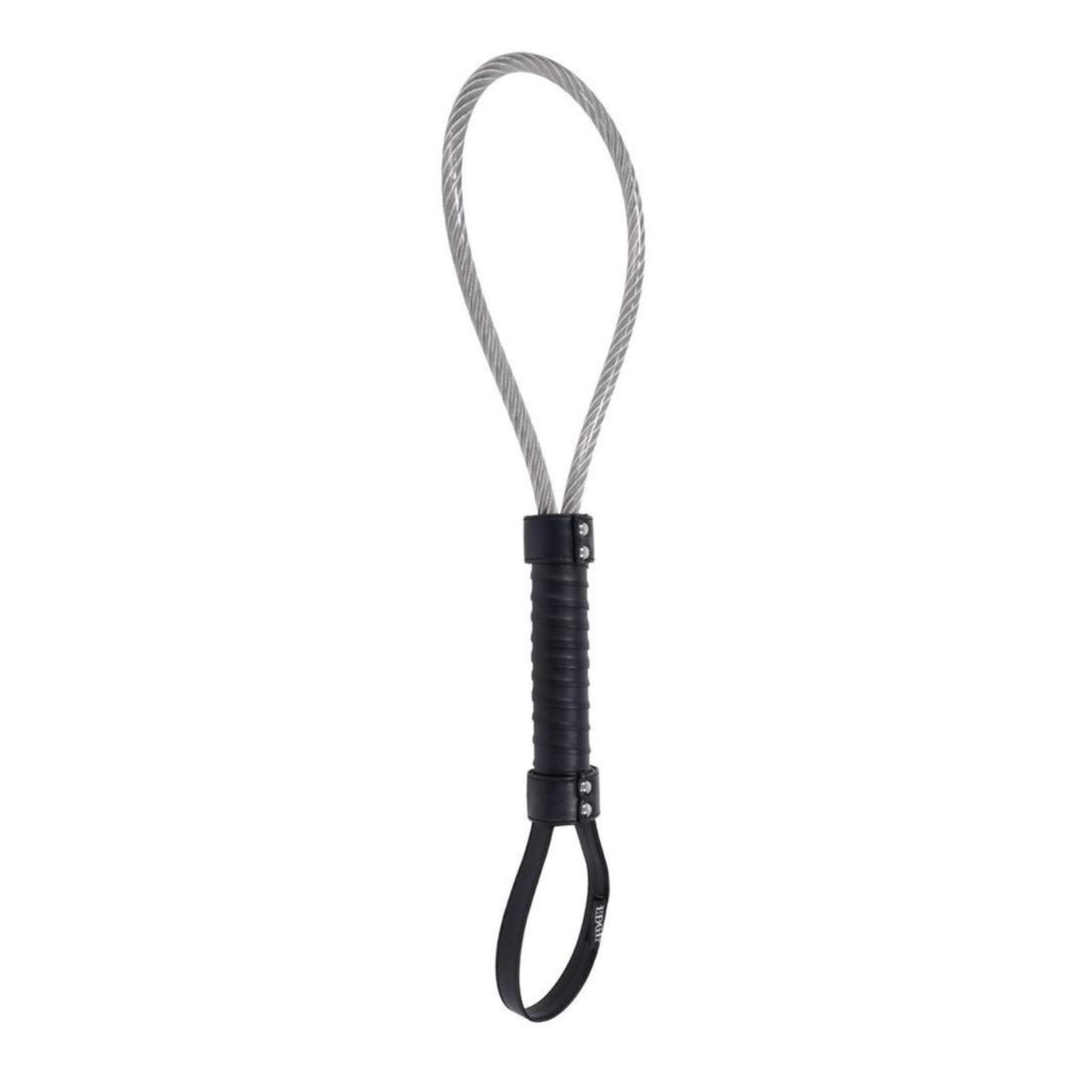 edge metal loop spanker silver black vinyl coated loop steel core pu handle wrist loop adult accessory impact tool flexible loop design durable edgy accessory